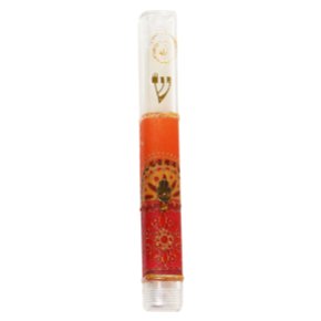 Plastic Mezuzah with Mosaic Pattern and Hamsa