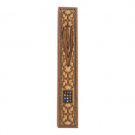 12 Centimeter Mezuzah with Hoshen Stones and Large Shin in Wood