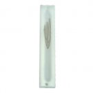 15 Centimeter Mezuzah of Matte White Glass with Silver Hebrew Letter Shin