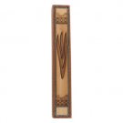 12 Centimeter Wood Mezuzah with Large Shin and Jerusalem
