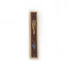 12cm Mezuzah with Floral Pattern and Choshen Stones in Wood