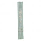 10 Centimeter Mezuzah with Silver Star of David in Frosted Glass