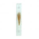 12 Centimeter Mezuzah of Matte White Glass with Gold Hebrew Letter Shin
