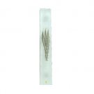 10 Centimeter Mezuzah of Matte White Glass with Silver Hebrew Letter Shin