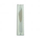 12 Centimeter Mezuzah of Matte White Glass with Silver Hebrew Letter Shin