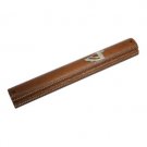 15 cm wooden Mezuzah with a silver Shin on top and silver riveting