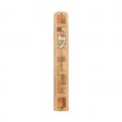 15 cm two toned wood mezuzah with silver beading