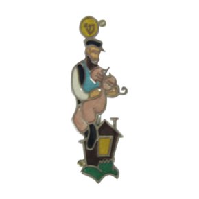 7cm Stained Glass Mezuzah Featuring Fiddler on the Roof Design