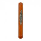 Wood Mezuzah with Metal Western Wall Plaque