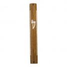 12 cm wood mezuzah with an elegant silver beaded chain