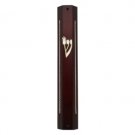 10 cm dark wood mezuzah with silver chains