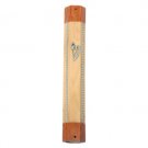 12 cm octagonal mezuzah in two toned wood
