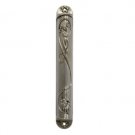 10 Centimeter Nickel Mezuzah with Vines and Flowers