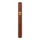 10 Centimeter Mezuzah of Dark Wood-Tone Plastic with Gold Hebrew Letter Shin