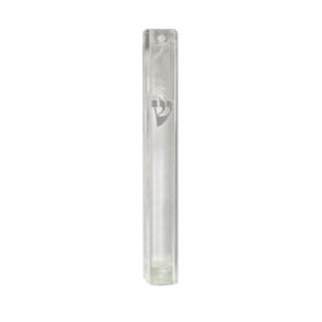 Clear Plastic Mezuzah with Silver Shin