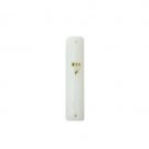 7 Centimeter Mezuzah of White Plastic with Painted Gold Hebrew Letter Shin