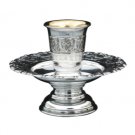 Silver Mayim Achronim Set with Floral Pattern