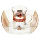 Glass Mayim Achronim Set with Pomegranates and Hebrew Plaque