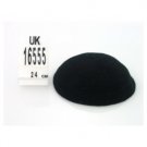 24 Centimeter Black Knitted DMC Kippah with Two Thick Stripes