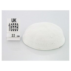 White DMC Knitted Kippah with Two Sets of Air Holes