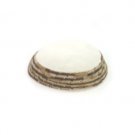 20cm White DMC Knitted Kippah with Brown and Green Stripes
