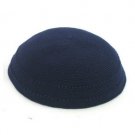 Blue DMC Knitted Kippah with Two Rows of Holes