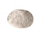Yair Emanuel White and Silver Cotton Hand Embroidered Kippah with Bird Motif