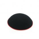 15cm Black Knitted Kippah with Thin Red Stripe and Tight Weave