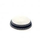 17 cm. White Wool Knitted Kippah with Gray Ring