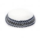 17 cm white knitted kippah with alternating border design