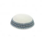 17 Centimeter Knitted Kippah in White with Wide Blue and Gray Circular Design