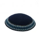 15 cm knitted kippah with multi-colored borders