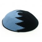 16 Centimeter Black and Blue Knitted Kippah