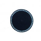 12 cm black knitted kippah with tiny striped border