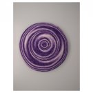 Purple DMC Knitted Kippah with Black Lines and Swirls