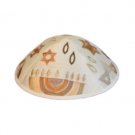 Yair Emanuel Gold and White Silk Machine Embroidered Kippah