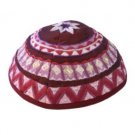 Yair Emanuel Magenta Patterned Machine Embroidered Kippah