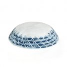 16 Centimeter White Knitted Kippah with  Diagonal Wave Pattern