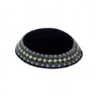 14 cm black knitted kippah with embroidery