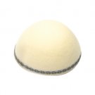 18cm White Curved Yemenite Kippah with Blue and Black Stripe