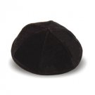 German Velvet Kippah with Six Sections and Thread Rim in Black