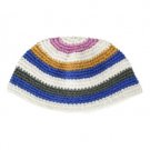 21cm White Freak Kippah with Multicolored Stripes