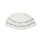 24cm White Freak Kippah with Two Silver Stripes and Air Holes