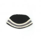 21cm Black Freak Kippah with Grey and White Stripes
