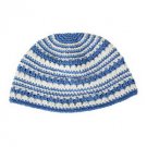 Blue Freak Kippah with White Stripes