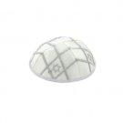Terylene Kippah with Silver Stars of David and Lines in White