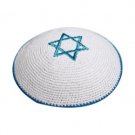 Light Blue Knitted Star of David Kippah