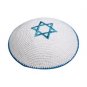 Light Blue Knitted Star of David Kippah