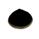 Black Velvet Kippah with Gold and Red Circle and Line Pattern