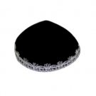 Black Velvet Kippah with Embroidered Silver Hamsas